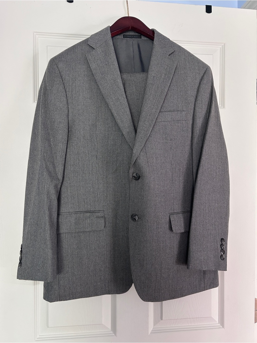 Calvin Klein Gray Pinstripe Two-Button Suit Jacket
